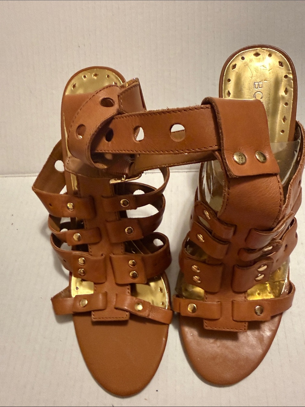 BCBGirls Tan Brown Strappy High Heel Sandals